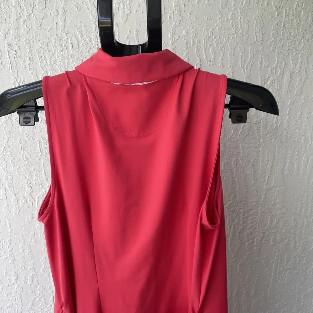 Tommy Bahama IslandZone Coral Sleeveless Polo Dress Belted Pockets Womens Medium